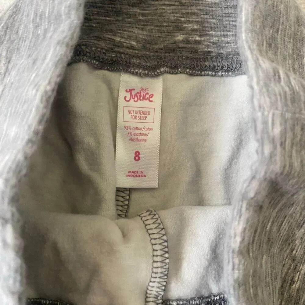 Justice youth girls 8 bundle of pull on leggings black & grey